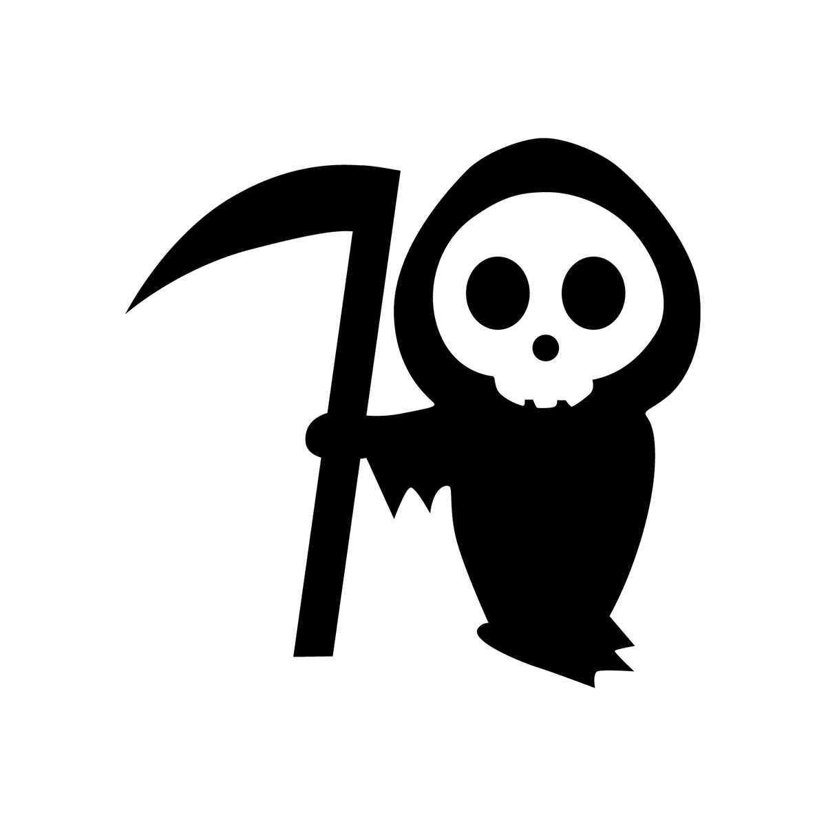 Vinyl Wall Art Decal - Cute Little Grim Reaper - 22