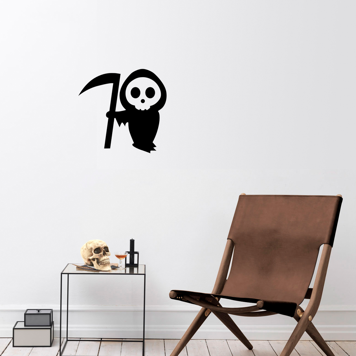 Vinyl Wall Art Decal - Cute Little Grim Reaper - 22