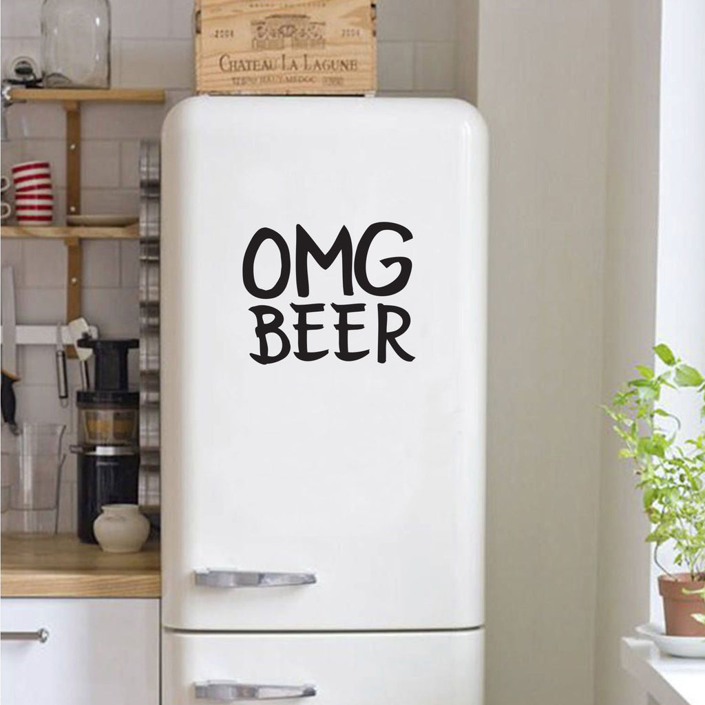 Funny OMG Beer Kitchen Sign - Men's Beer Quotes Wall Art Vinyl Decal - 15" x 18" Decoration Vinyl Sticker - Kitchen Wall Decor Peel Off Stickers- Trendy Wall Art 660078091456