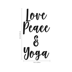 Love, Peace and Yoga - Inspirational Quotes Wall Decal - 21" x 11" Motivational Home Gym Wall Decor - Yoga Studio Vinyl Wall Decal - Positive Mind Spiritual Wall Decor Decals 660078093030