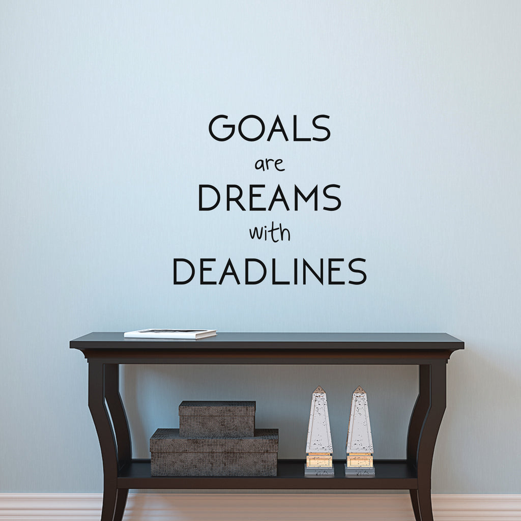 Motivational Positive Quote Wall Art Vinyl Decal - Goals are Dreams with Deadlines- 26" x 23" Inspirational Wall Art Decor- Business Office Positive Quote Sticker Decals 660078097878