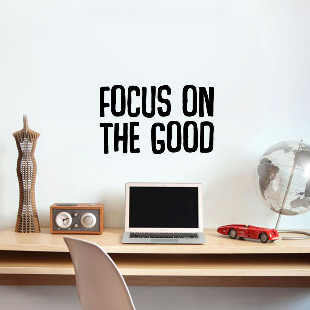 Motivational Vinyl Wall Art Decal - Focus On The Good - 14" x 23" Decoration Vinyl Sticker - Encouraging Quotes for Office, Gym, Bedroom - Positive Quote Trendy Wall Art Living Room Decor 660078099490