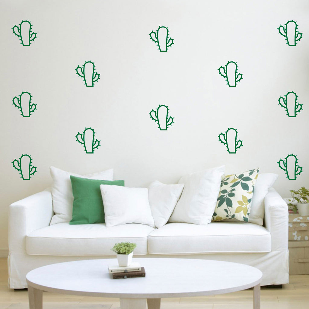 Set of 20 Vinyl Wall Art Decal - Cactus Thorns - 5" x 5" Each - Kids Teens Room Stickers - Wild West Plants Desert Theme Home Play Room Bedroom Living Room Apartment Decor (5" x 5" Each, Green) 660078115626