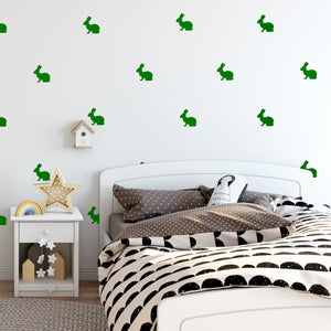 Set of 12 Vinyl Wall Art Decals - Bunnies - 4" x 4" - Fun Rabbits Home Bedroom Living Room Apartment Nursery Playroom - Cute Little Kids" toddler Teens Indoor Outdoor Decor (4" x 4", Green) 660078133385