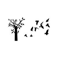 Vinyl Wall Art Decal - Tree and Birds - 5" x 2.5" - Cute Animal Decor for Light Switch