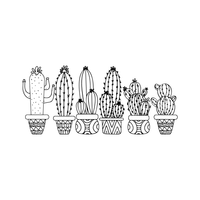 Set of 6 Vinyl Wall Art Decals - Cactus Plants - from 11" to 7" Each - Trendy Home Living Room Bedroom Decor - Modern Fun Teens Adults Apartment Work Office Adhesive Decals 660078119594