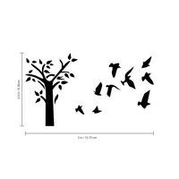 Vinyl Wall Art Decal - Tree and Birds - 5" x 2.5" - Cute Animal Decor for Light Switch