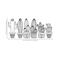 Set of 6 Vinyl Wall Art Decals - Cactus Plants - from 11" to 7" Each - Trendy Home Living Room Bedroom Decor - Modern Fun Teens Adults Apartment Work Office Adhesive Decals 660078119594