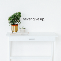 Never Give Up Motivational Quote - Wall Art Decal - 2" x 18" Decoration Sticker - Life Quote Decal - Over the Door Vinyl Sticker - Peel Off Vinyl Decals - 791769323515