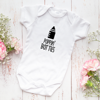 Onesie Organic Baby One Piece Short Sleeve Funny Trendy Minimal Bodysuit 0-12 Months - Poppin' Bottles