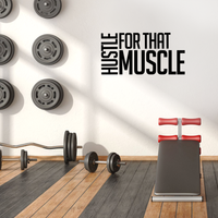 Vinyl Wall Art Decal - Hustle for That Muscle - 20" x 40" - Gym Fitness Healthy Lifestyle Home Bedroom Decor - Motivational Positive Peel and Stick Work Out Strength Decals 660078119280