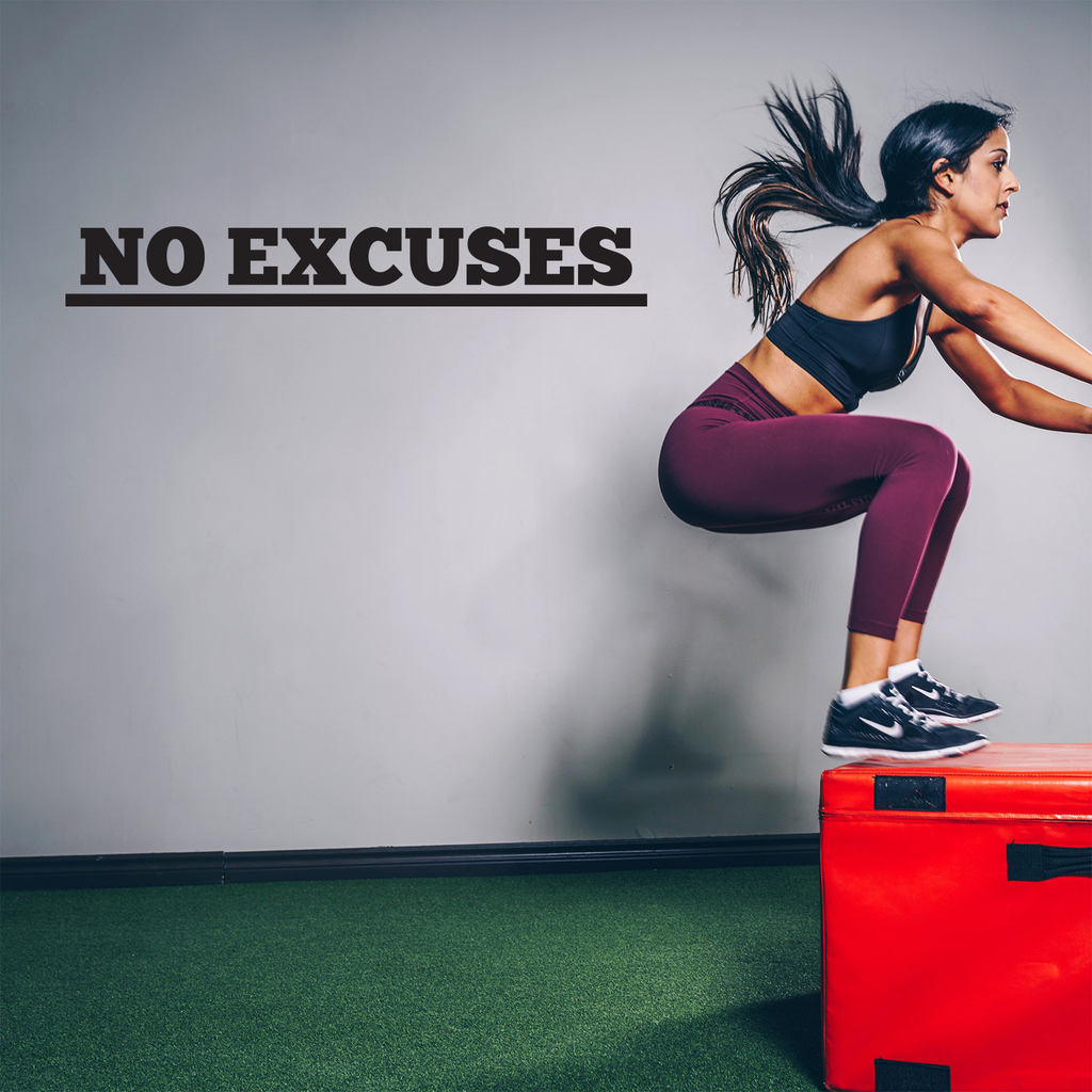 No Excuses Inspirational Quote - Wall Art Decal - 5" x 36" Decoration Vinyl Sticker - Life Quotes Vinyl Decal - Gym Wall Vinyl Sticker - Office Wall Decoration 660078089798