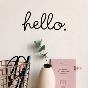 Hello - Wall Art Decal - 3.1" x 7" - Decoration Vinyl Sticker - Hello Quote Lettering - Removable Waterproof Sticker - Door Vinyl Decal Sign 660078089484