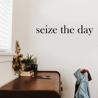 Seize The Day Motivational Quote - Wall Art Decal 8.5" x 48" Positive Life Quote Vinyl Wall Decal - Living Room Wall Decor - Bedroom Wall Decoration 660078083826