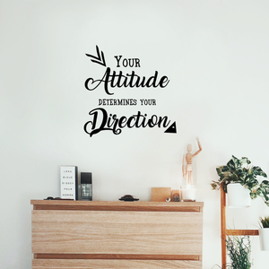 Your Attitude Determines Your Direction - Inspirational Quote - Wall Art Decal - 23" x 23" - Motivational Life Quotes Vinyl Decal - Bedroom Wall Decoration - Living Room Wall Art Vinyl Decor